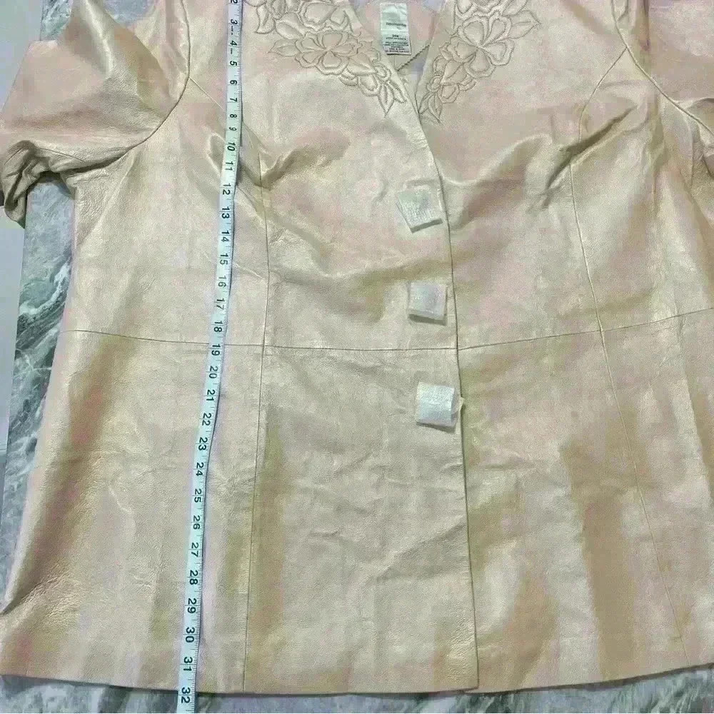 Roaman’s Vintage Women’s Leather Plus Size Jacket Size 34W Light Pink Embroidery - Picture 9 of 12